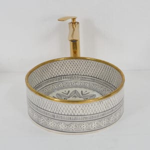 Ceramic Sink, Handmade Bathroom Vessel Sink, Washbasin for Bathroom & Kitchen, Farmhouse Sink, Moroccan Sink Bowl + Special Gift