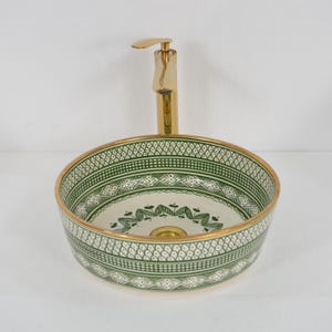 Moroccan Ceramic Sink, Handmade Bathroom Vessel Sink, Washbasin for Bathroom & Kitchen, Farmhouse Sink, Moroccan Sink Bowl + Special Gift