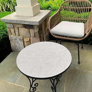Round  Mosaic Table ,Moroccan Handmade Table , outdoor table, Zellige table, handcrafted table, mosaic tile table.