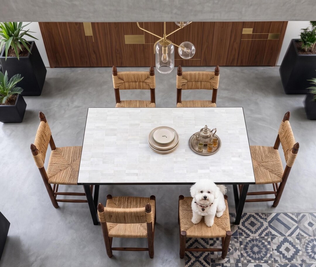 Kitchen Dining Table, Moroccan Tile Rectangular Mosaic Design - Etsy