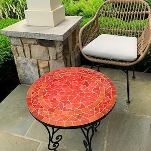 Round  Mosaic Table ,Moroccan Handmade Table , outdoor table, Zellige table, handcrafted table, mosaic tile table.