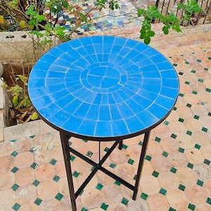 Round  Mosaic Table ,Moroccan Handmade Table , outdoor table, Zellige table, handcrafted table, mosaic tile table.
