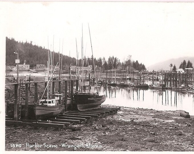 Vintage Wrangell Alaska Harbor Scene Real Photo Postcard Old Etsy