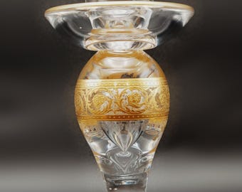 Coppia di candelabri Saint-Louis Thistle - Oro 24 carati, cristallo francese, firmati