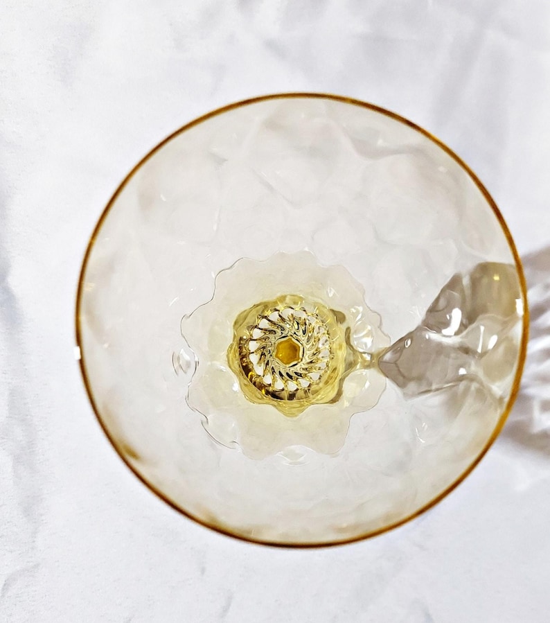 1930s Heisey Sahara Yellow Goblets – Old Dominion 3380 Diamond Optic, Set of 4 immagine 4