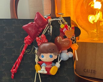 Customized handmade bag charm with POPMART authentic figures | Dimoo x Disney | Molly | Hacipupu | Twinkle twinkle