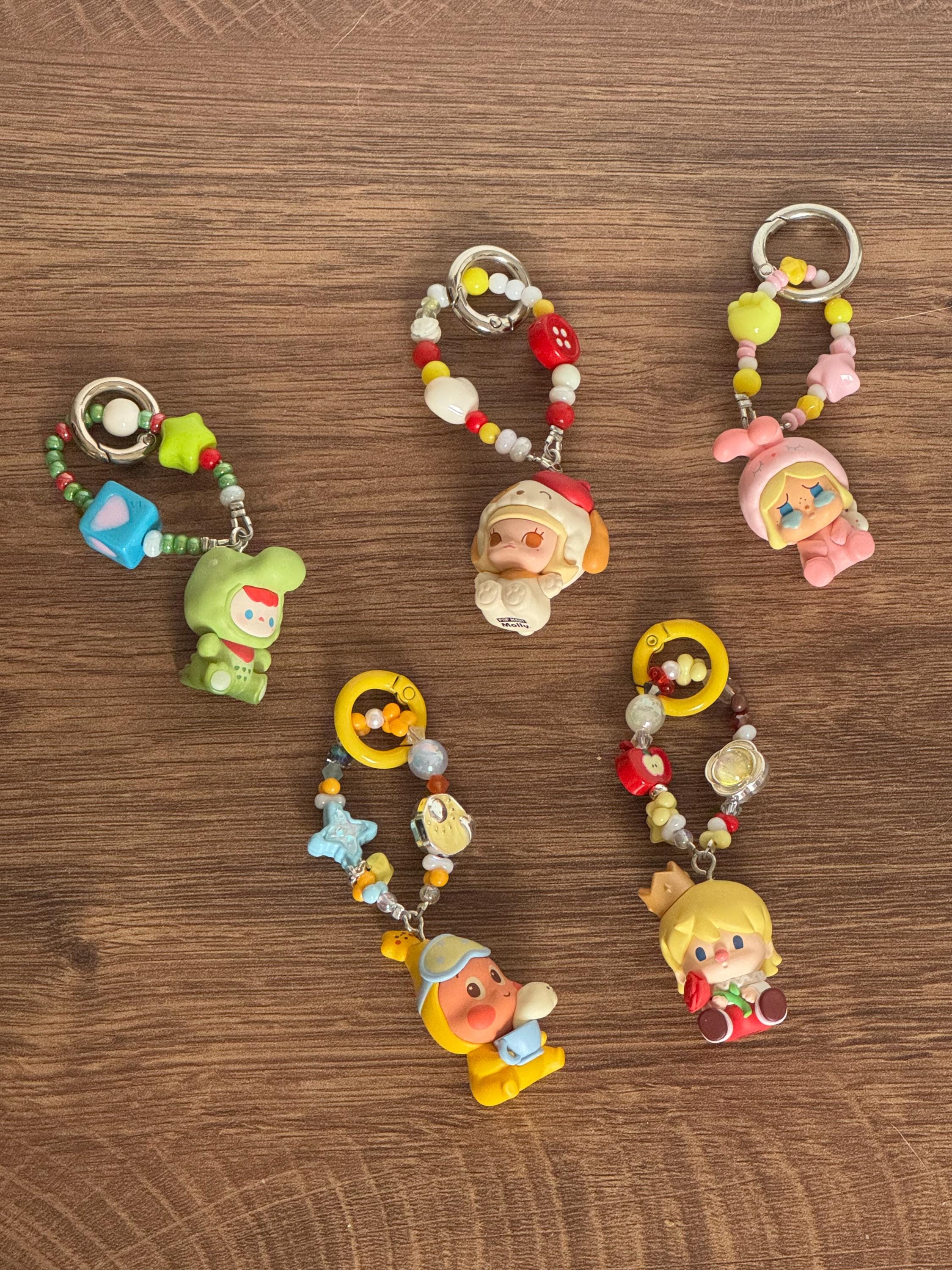 Customized handmade keychain charm with POPMART authentic pop beans | Dimoo x Disney | Molly | Cry baby | Hacipupu | Twinkle twinkle | Pucky
