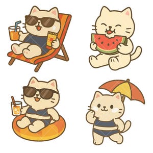 50+ Mochinyang Special Digital Sticker Pack Cat Illustrations(aesthetic stickers,Goodnotes PNG,digital sticker pack,Kawaii sticker)