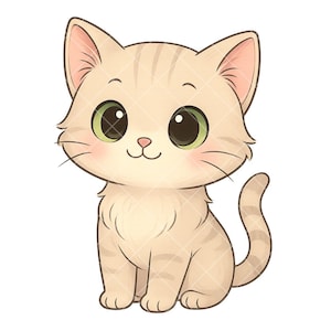 Kawaii Cat Clipart-32 PNG Files Lurunyang Collections (Emotional,Healing,Weather,Dreamy,Angelic, Goodnotes,iPad planner,cute sticker)