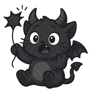 Kawaii Cat Clipart-10 PNG Darknyang's Clumsy Adventures –Black Cat Special Illustrations(cat illustration,cozy stickers,planner stickers)