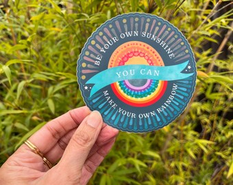 Sunshine Rainbow Sticker, Positive Affirmation, Matte Vinyl Decal