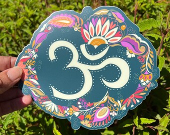 Floral Om Sticker – Matte Vinyl Yoga Laptop Decal