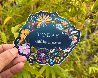 Floral Laptop Sticker, Inspirational Quote, Matte Vinyl Decal