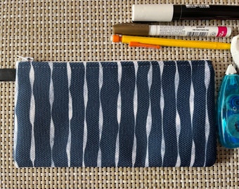 ZIPPER POUCH, MAKEUP case, pencil pouch, blue pencil case, makeup bag, purse organizer, gift under15, gift for her, gift for teenage girl