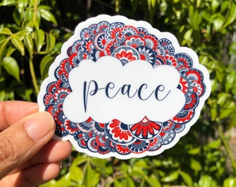 PEACE-Matte STICKER, for laptop, water bottle, gift for girls, gift for her, gift under 5 dollars, laptop decal, scrapbook sticker