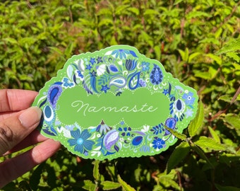 Namaste Sticker - Floral Yoga Lover Gift, Matte Vinyl Decal