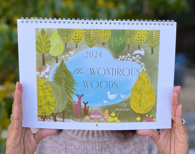 2024 Wall Calendar nature quotes, woods, woodland creatures, inspirational words, nature lover, for her, gift under 25, for mom, for friend