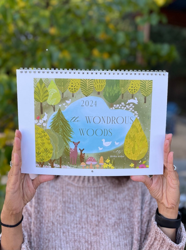 2024 Wall Calendar nature quotes, woods, woodland creatures, inspirational words, nature lover, for her, gift under 25, for mom, for friend image 1