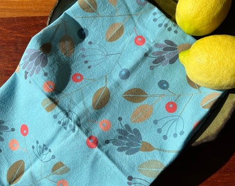 Floral Cotton Tea Towel, Flour Sack Dish Towel