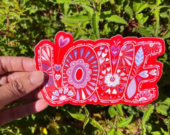 LOVE-Matte Sticker, for laptop, water bottle, gift for girls, gift for her, gift under 5 dollars, laptop decal, journal sticker, valentines