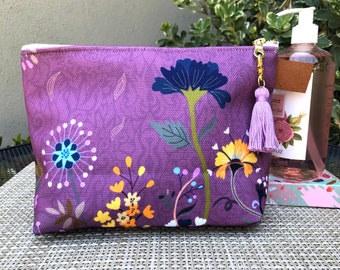 Cosmetic case, make up pouch, zipper pouch, toiletry bag, bridesmaid gift, gift for her, gift under 25, travel pouch, make up case, clutch