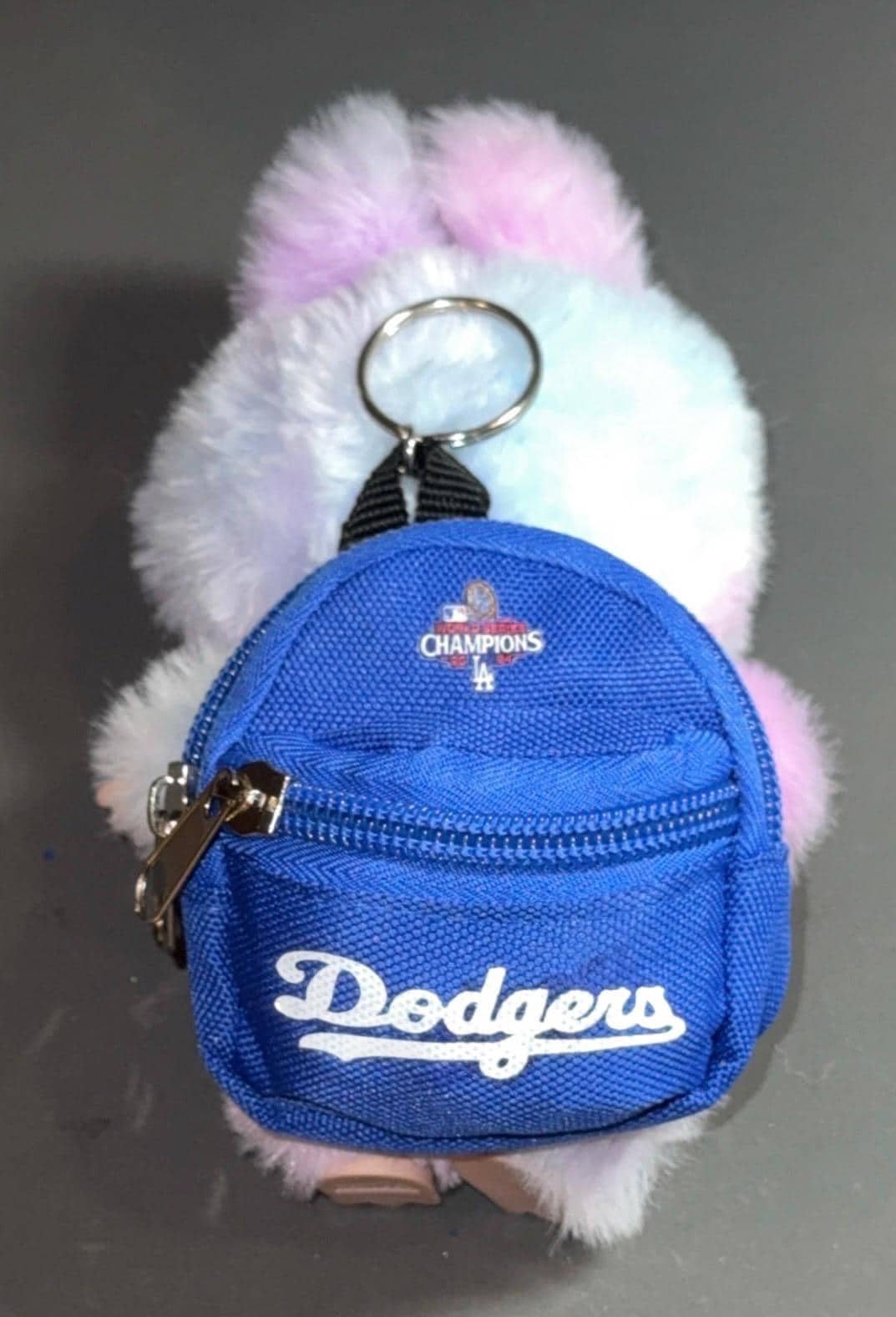 Labubu doll  blue  Los Angeles  world champion   backpack