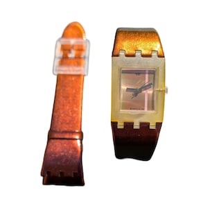 Vintage Swatch Watch SUBK109 Caramel Topping, 2003, Good Condition, Includes Spare Strap, Leather