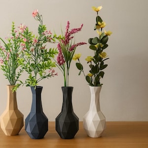 3D-geprinte vaas, unieke geometrische jardinere, plantenbak met hoge bloemen,