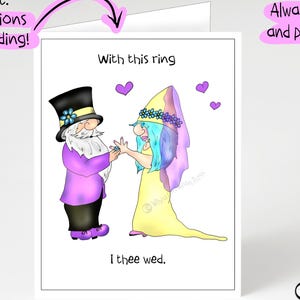 Cute Gnome Wedding Card, 5x7, Card for Wedding, Card for Bride and Groom, Bridal Shower Card, Card for Someone Getting Married