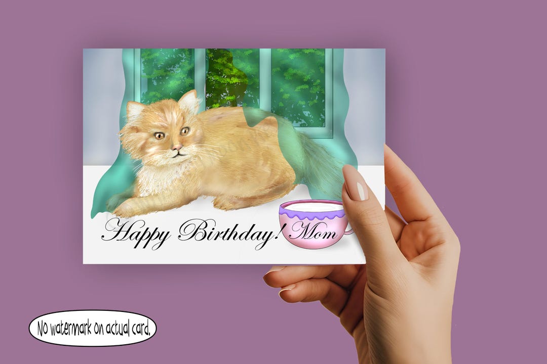 Cat Birthday Card for Mom - 5x7 - Etsy