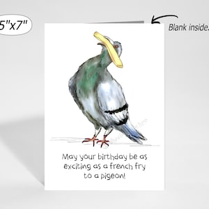 Funny Pigeon Birthday Card, 5&quot;x7&quot;, Birthday Card for Him, Birthday Card for Her, Cards for Bird Lovers, Funny Birthday Cards