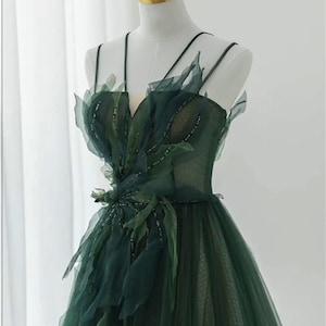 Forest Fairy Dress, French Tulle Halter Dress, Princess Ball Dress, Quinceanera Prom, Formal Party Dress, Wedding Dress, Cottagecore Dress