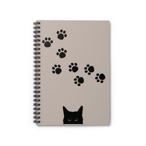 Black Cat Spiral Notebook - Ruled Line, Cute Cat Journal, Kitten Diary, Kitty Notebook, Pet Lover Stationery, Animal Lover Gift