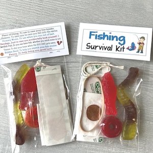 FISHING Survival Kit - funny gag gift bags, birthday, hilarious, novelty prank, white elephant, dad, grandpa, fish, sports, silly joke