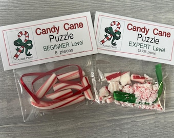CANDY CANE PUZZLES - Expert & Beginner Level - Merry Christmas gag gift bag- Hilarious white elephant dirty Santa,  funny, stocking stuffer