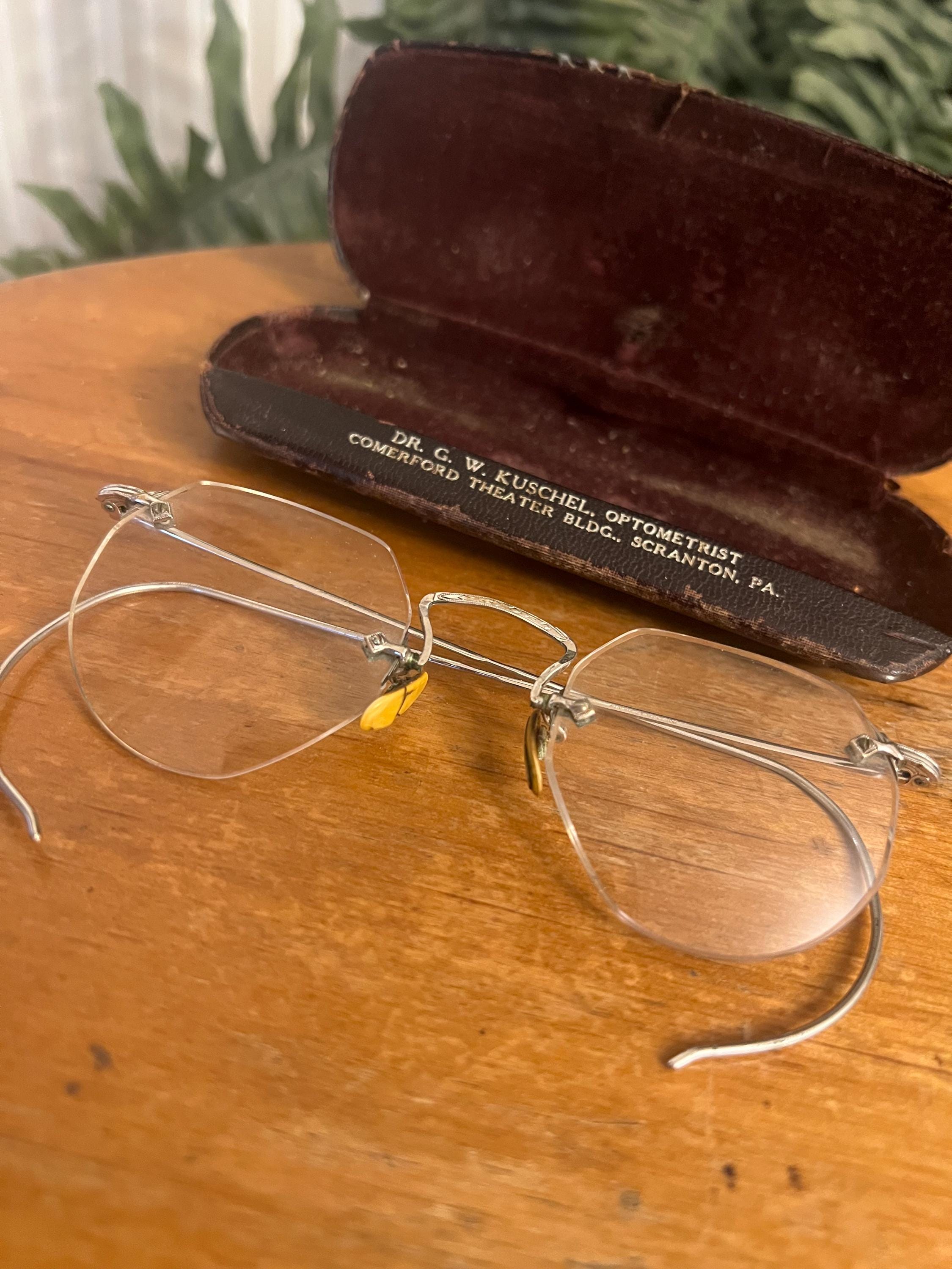 Vintage Wire Frame Eyeglasses 1/10 12K GF Gold Filled Original Case Circa 1930s