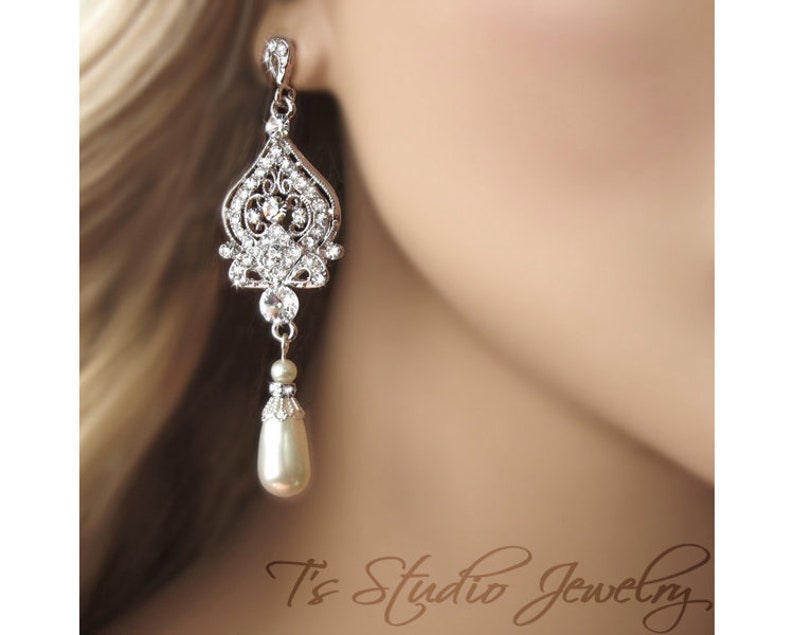 White Or Ivory Pearl Wedding Jewelry Also Available In Gold Rose Long Teardrop Bridal Chandelier Earrings Silver Weddings Valresa Com Or Ivory Pearl Wedding Jewelry Also, Bridal Chandelier Earrings With Pearls