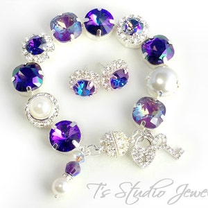 Regency Purple Plum Velvet Heliotrope Bridesmaid Wedding Bracelet