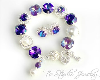 Regency Purple Plum Velvet Heliotrope Bridesmaid Wedding Bracelet