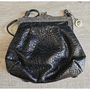 Vintage Brighton Black Leather Crossbody Bag - Etsy display picture 3