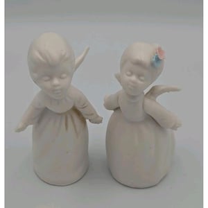 Vintage Napcoware Kissing Angels Porcelain Bisque Figurines 3&quot; Boy Girl
