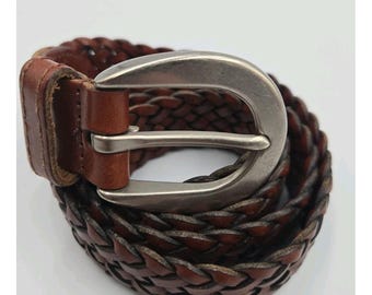Vintage COACH 8518 Braided Woven Leather Small Mocha Brown Satin Silver Hardware