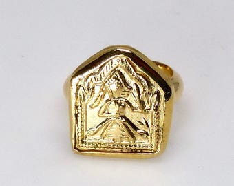 Indian Mother Goddess Gold Electroplate Ring - SALE  CR483