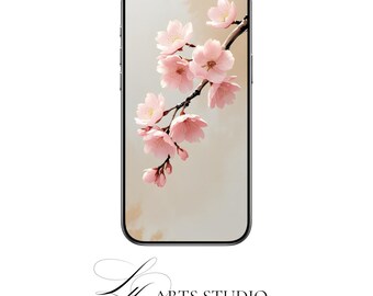 Pink Cherry Blossom Phone Wallpaper: 4K Spring Sakura Lock Screen (Digital Download)