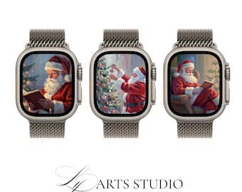 The Santa Claus Collection Watch Faces | Impressionist Holiday Portrait | 3 Smartwatch Wallpapers