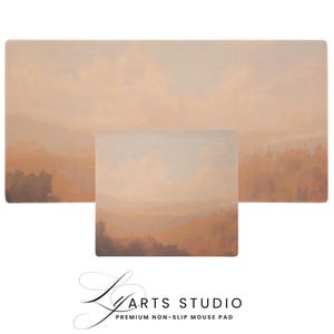 Vintage Autumn Landscape Mouse Pad: Oversized Cottagecore Desk Mat