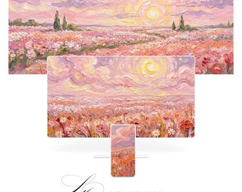 Pastel Floral Field Wallpaper Bundle | Ultrawide, Desktop, Phone (Digital Download)