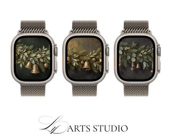 Vintage Holiday Garland Watch Faces | 3 Painterly Christmas Designs | Digital Download