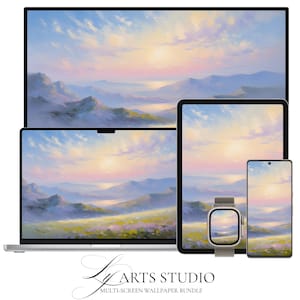 Mountain Landscape Wallpaper Background Bundle, 5-IN-1 Digital Art Set For Phone, Laptop, Tablet, Smart TV & Smart Watch