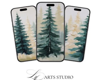 Serene Forest Phone Wallpaper Collection | 3 Digital Landscape Designs | Digital Download